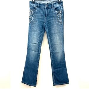 White House Black Market Blue Embellished Flare Jeans
